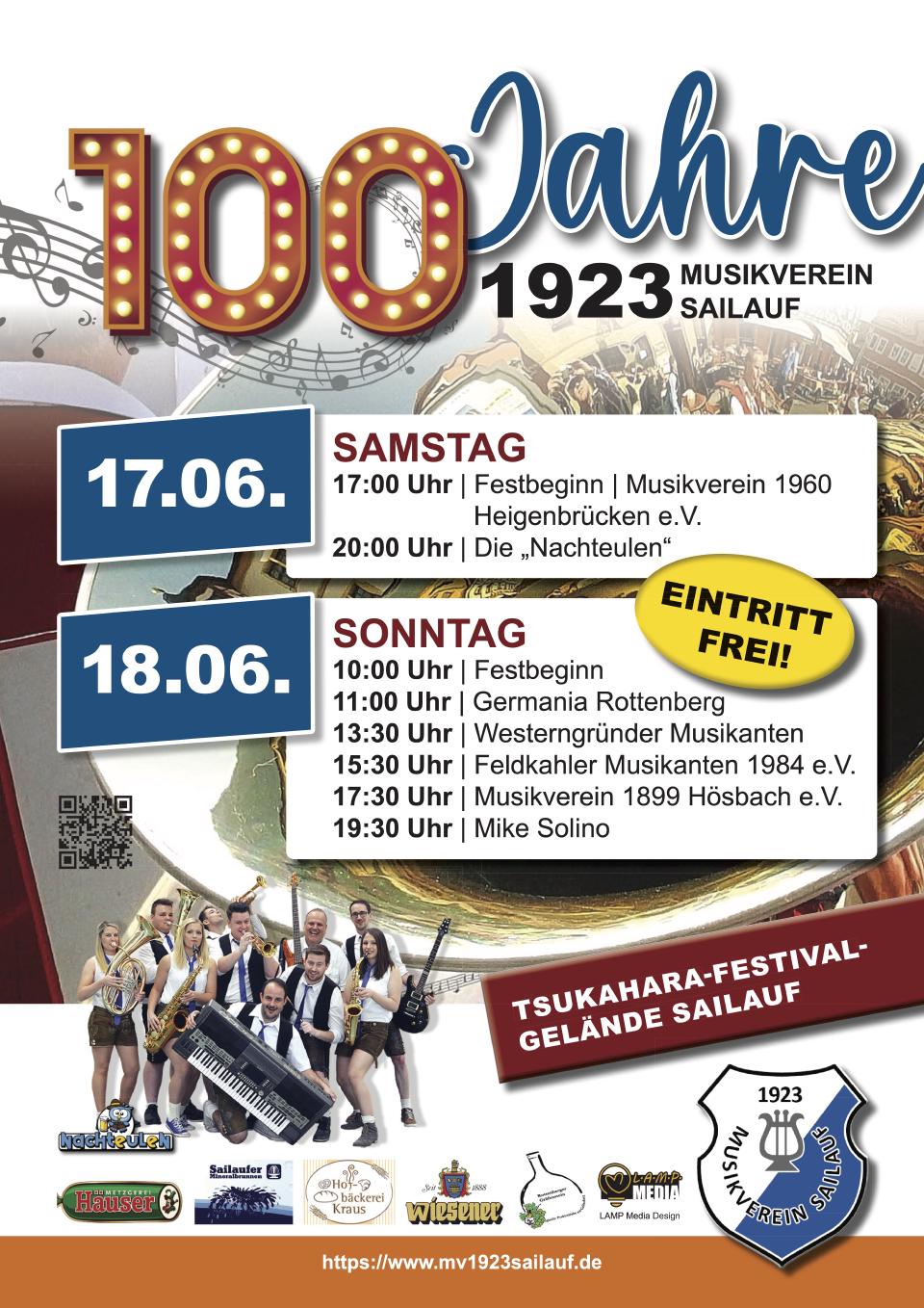 Plakat 100 Jahre Musikverein 1923 Sailauf